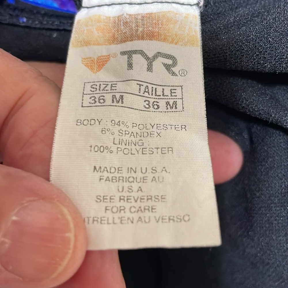 TYR Women's Black And Blue One Piece Swimsuit. Good Condition. Size 36. - Picture 10 of 11
